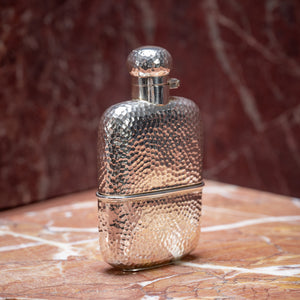 Small Hammered Silver Spirit Flask