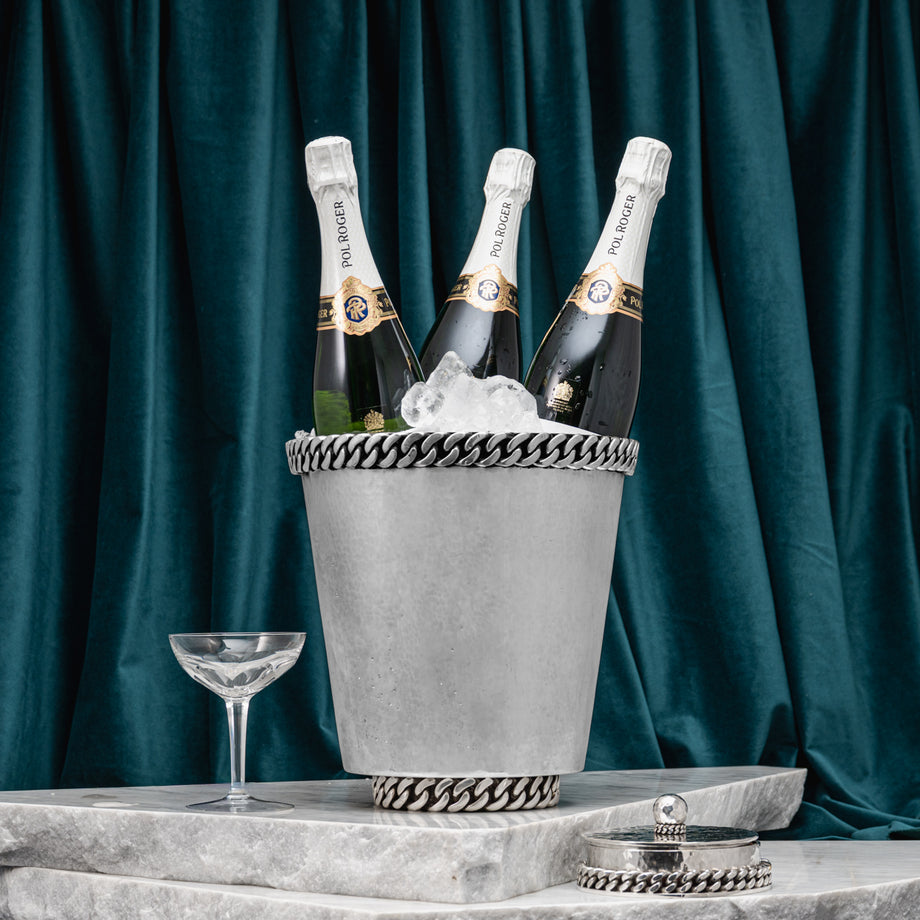 Hammered Silver Plate Wine Cooler/Champagne Ice Bucket by Jean Després