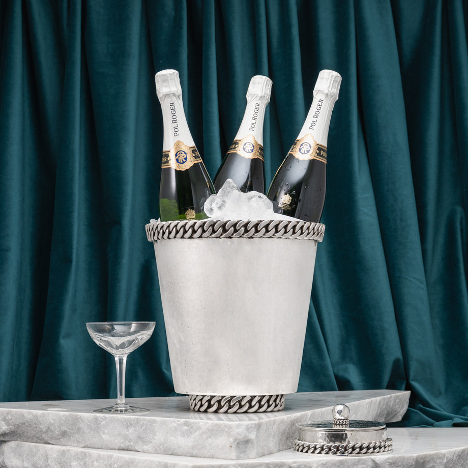 Hammered Silver Plate Wine Cooler/Champagne Ice Bucket by Jean Després