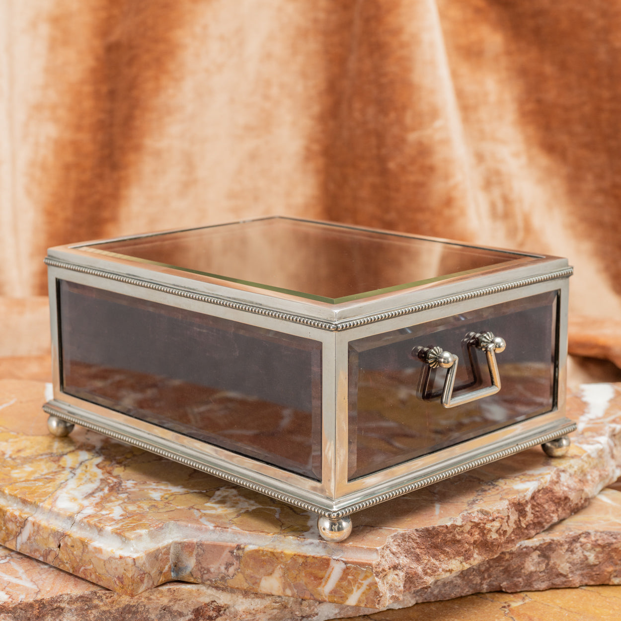 Large Glass and Silver Casket