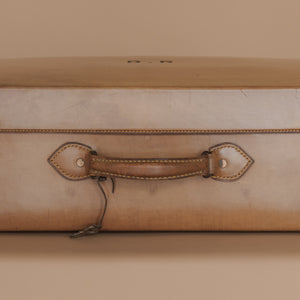 Large Tan Leather Suitcase