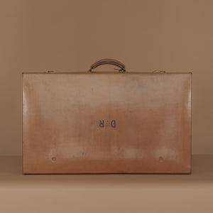 Large Tan Leather Suitcase