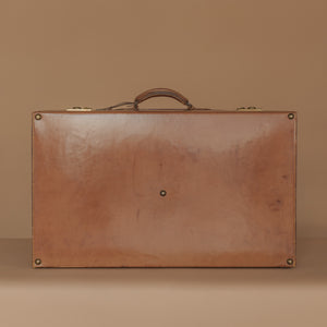 Large Tan Leather Suitcase