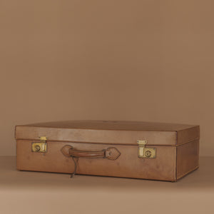 Large Tan Leather Suitcase