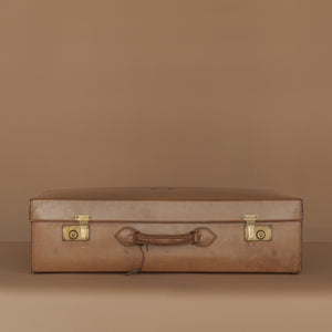 Large Tan Leather Suitcase