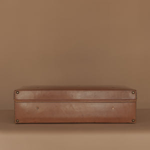 Large Tan Leather Suitcase