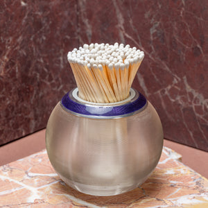 Large Enamelled Silver Clear Glass Match Striker