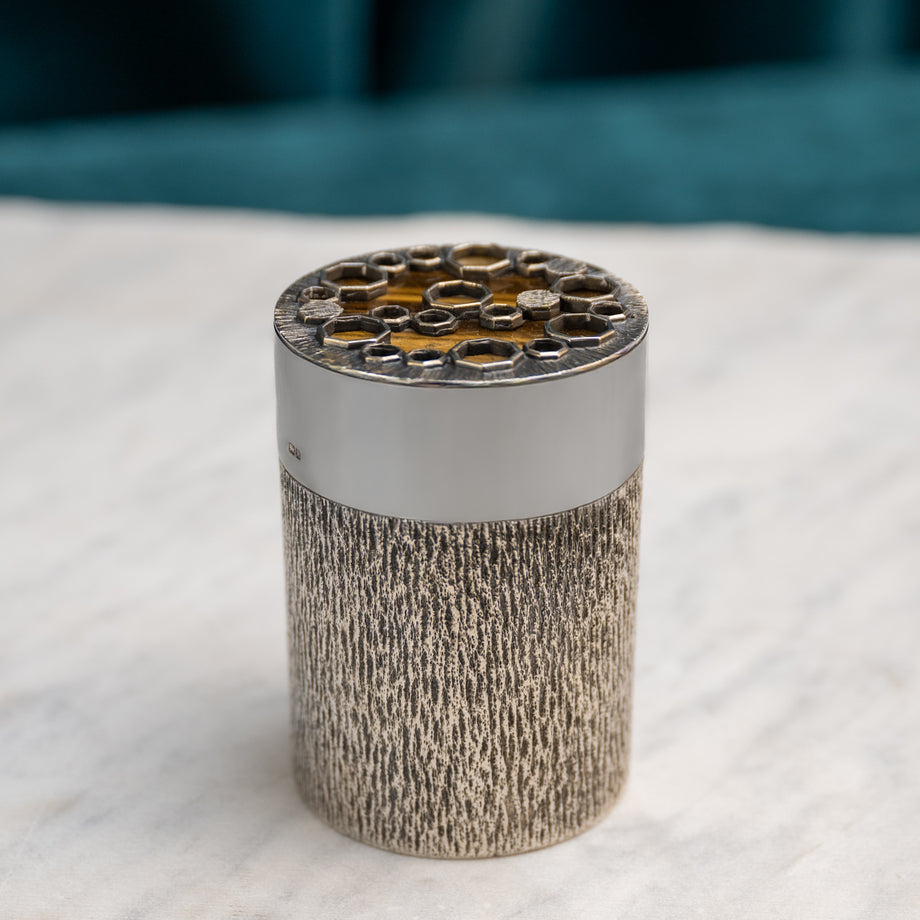 Silver and Tiger's Eye Canister