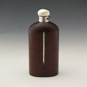 Large Leather Covered Glass Flask