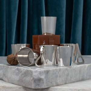 Cased Set of Beakers with Corkscrew and Bottle Opener