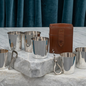 Cased Set of Beakers with Corkscrew and Bottle Opener