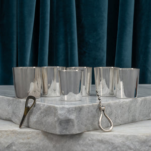 Cased Set of Beakers with Corkscrew and Bottle Opener