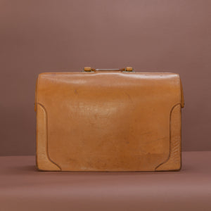 Light Tan Leather Top Frame Briefcase