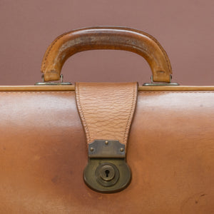 Light Tan Leather Top Frame Briefcase