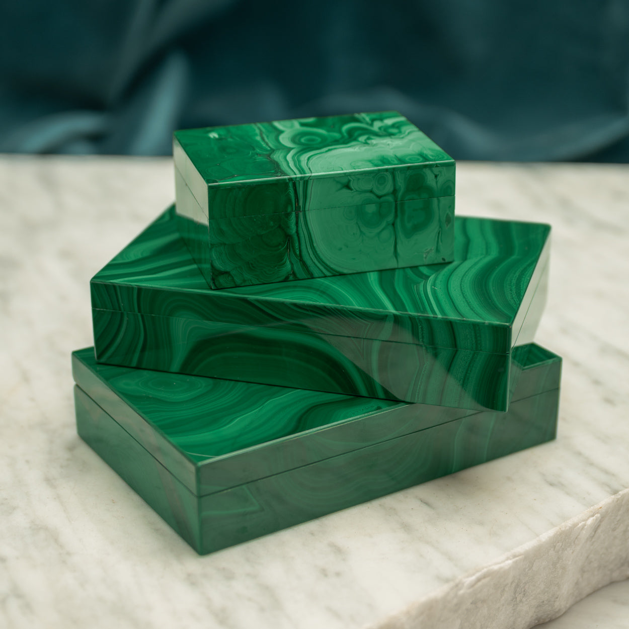 Small Malachite Stone and Silver Box – Bentleys London