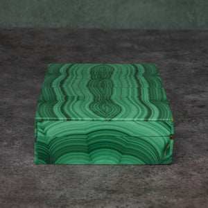 Small Malachite Stone and Silver Box