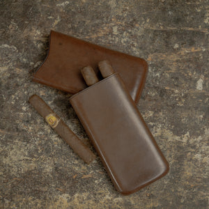 Mid Brown Leather Cigar Case