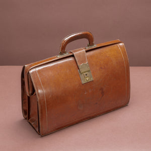 Mid Tan Leather Top Frame Briefcase