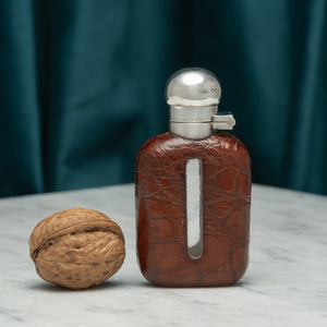 Miniature Crocodile Skin and Silver Flask