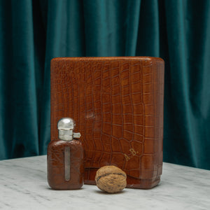 Miniature Crocodile Skin and Silver Flask