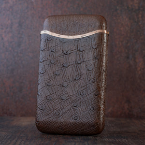Ostrich Skin Cigar Case with Gold Band