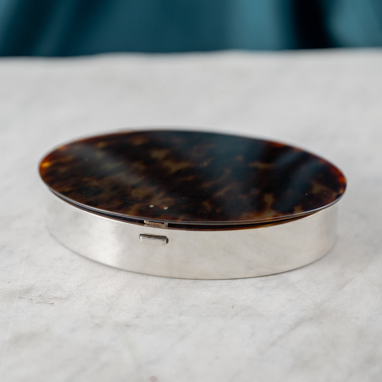 Oval Silver and Tortoiseshell Box