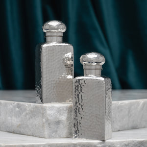 Pair of Hammered Silver Flasks