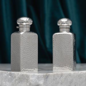 Pair of Hammered Silver Flasks