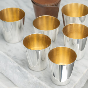 Leather Cased Set of Six Beakers