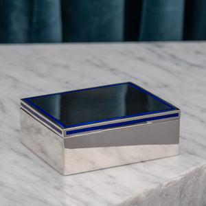 Silver Box with Blue Enamel Decoration