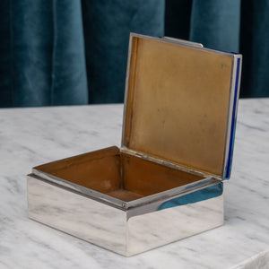 Silver Box with Blue Enamel Decoration