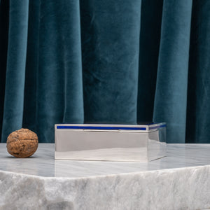 Silver Box with Blue Enamel Decoration