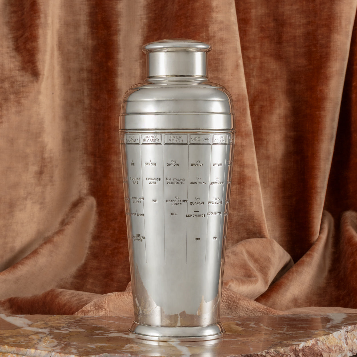 Silver Plated Static Recipe Cocktail Shaker