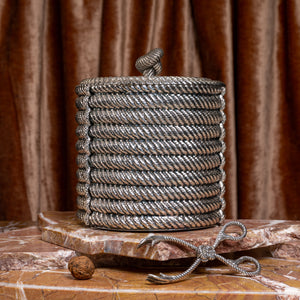 Silver Plated Rope Ice Cube Bucket and Ice Tongs Set