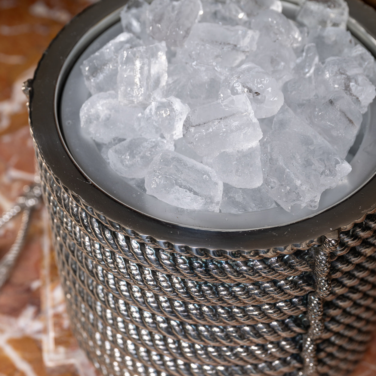 Silver Plated Rope Ice Cube Bucket and Ice Tongs Set – Bentleys London
