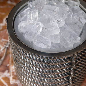 Silver Plated Rope Ice Cube Bucket and Ice Tongs Set