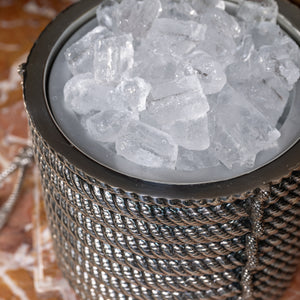 Silver Plated Rope Ice Cube Bucket and Tongs Set