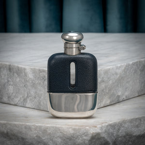 Blue Leather Hip Flask