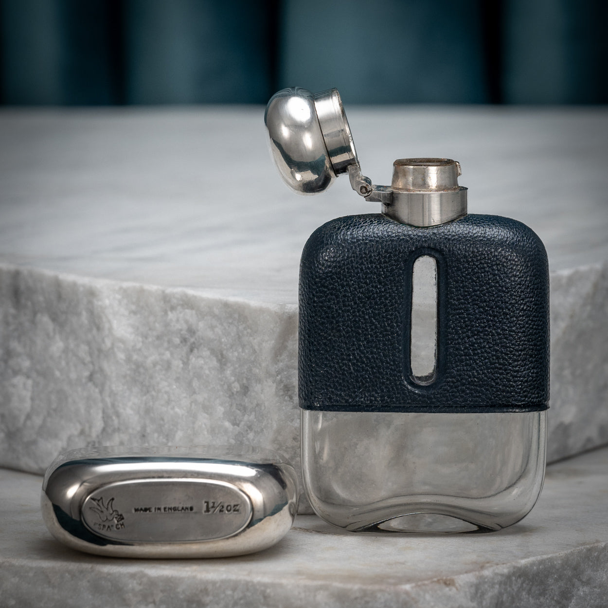 Blue Leather Hip Flask – Bentleys London