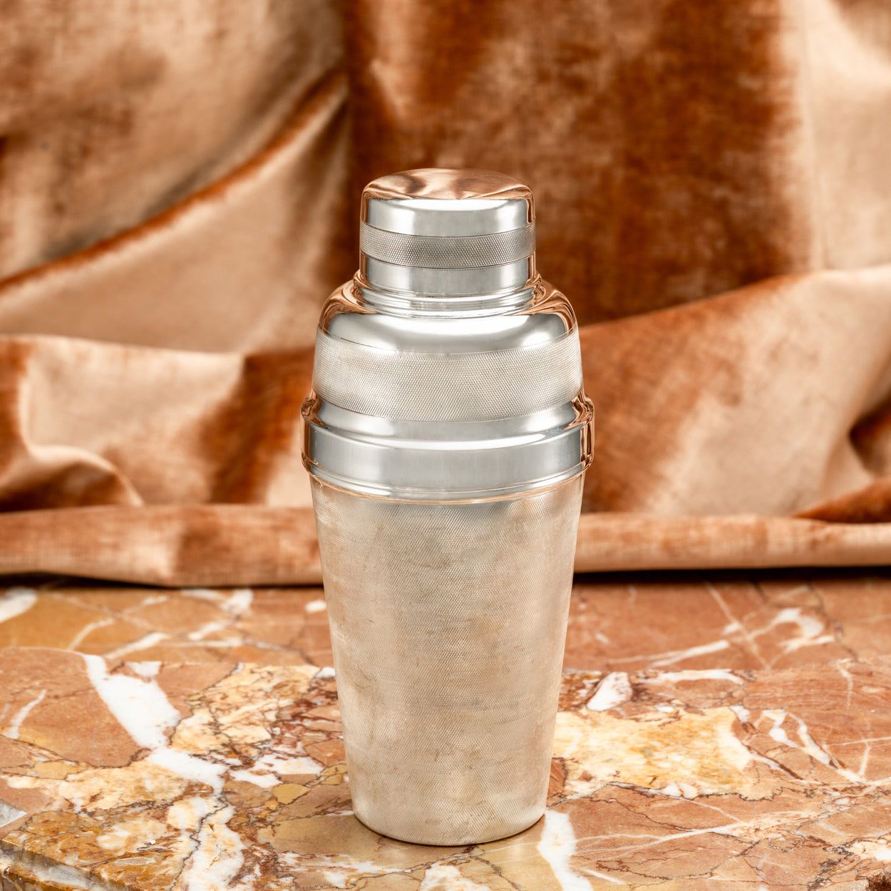 Engine Turned Silver Plate Cocktail Shaker