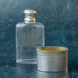 Small Silver and Cut Glass Flask