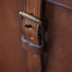 Dark Tan Flap-over Leather Briefcase