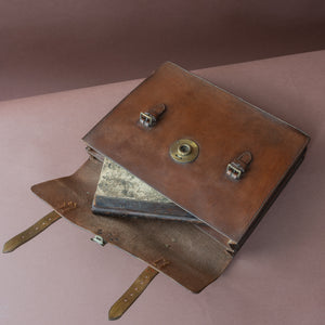 Dark Tan Flap-over Leather Briefcase