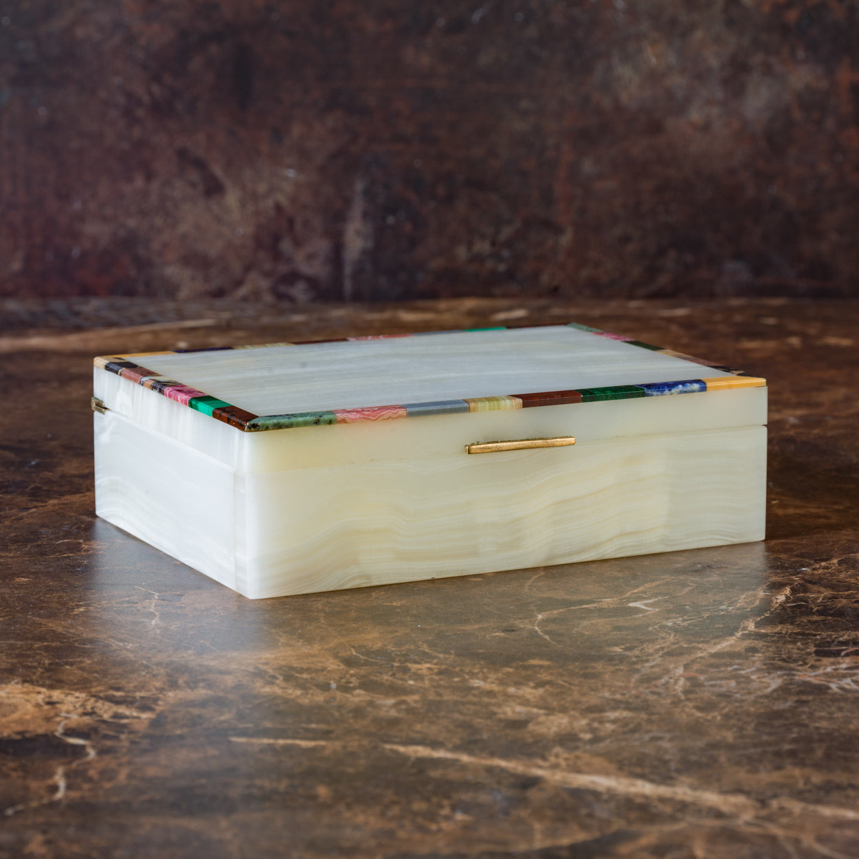 White Agate Stone Box and Ashtray Set