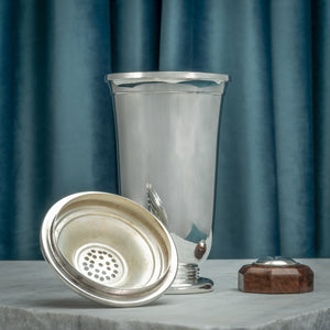 Wooden Topped Silver Plated Cocktail Shaker