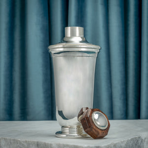 Wooden Topped Silver Plated Cocktail Shaker