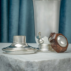 Wooden Topped Silver Plated Cocktail Shaker