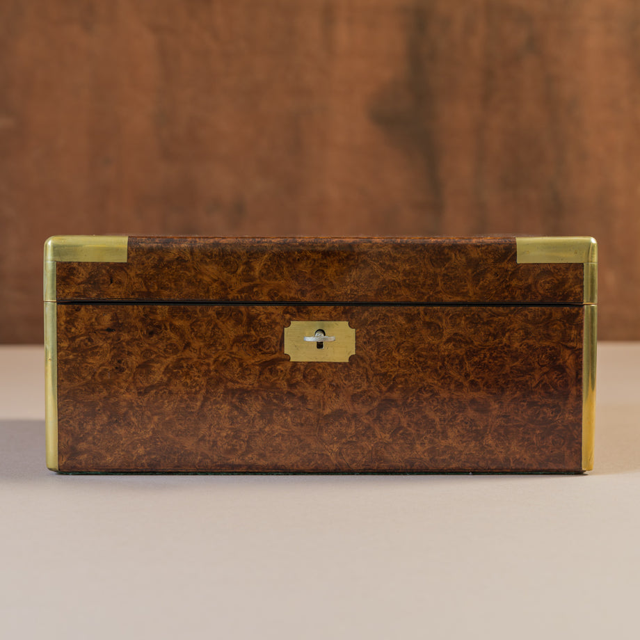 Brass Bound Burl Walnut Humidor
