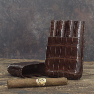 Brown Crocodile Skin Cigar Case