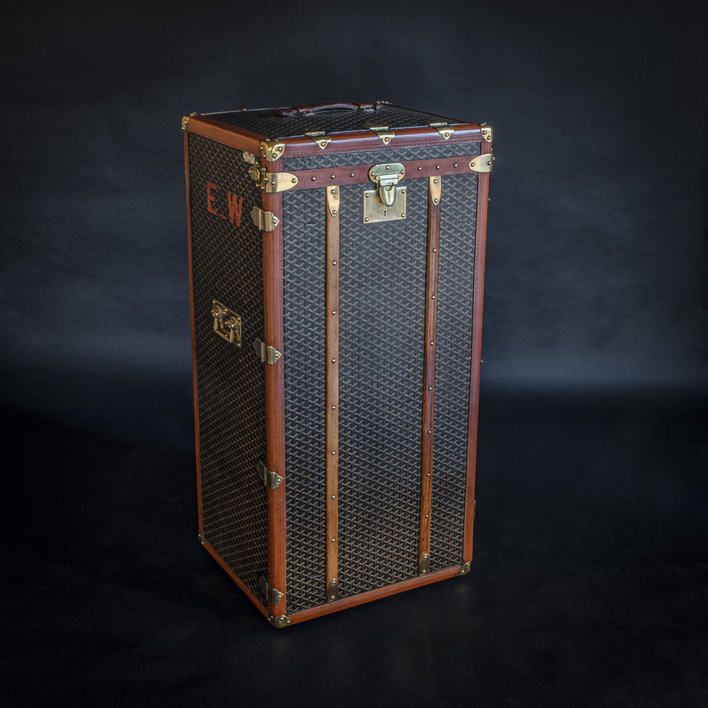 Goyard Steamer Chevron Canvas Cabin Trunk Antique Luggage Like Louis  Vuitton